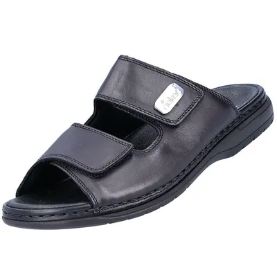 Produktbild von Rieker Herren Pantolette Leder Klettverschluss Komfortweite 25590, Größe:44 EU, Farbe:Schwarz