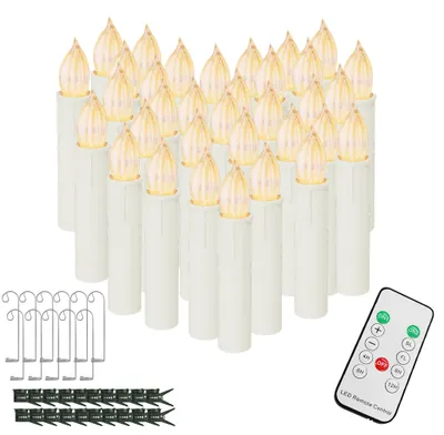 Zdjęcie produktu dla Zestaw 30 sztuk bezprzewodowych świec LED marki LILIIN, emitujących ciepłe, białe światło, z pilotem, przeznaczonych do użytku na zewnątrz, idealnych jako dekoracja świąteczna na choinkę, na wesele, imprezy i uroczystości