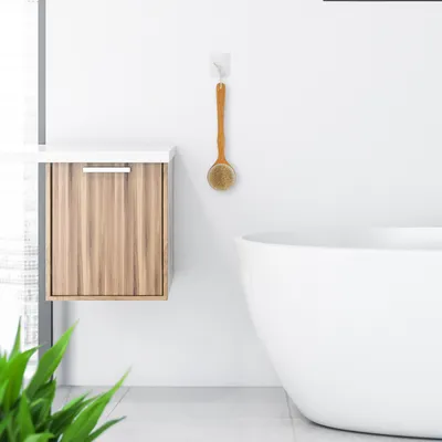 Produktbild von Relaxdays Rückenbürste, Duschbürste aus Bambus, langer Stiel, 40 cm, Naturborsten, zum Waschen u. Massieren, natur/creme