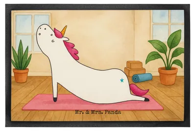 Produktbild von Mr. & Mrs. Panda fußmatte Einhorn Yoga Design 40 x 60 cm - Weiß - Geschenk, Fußabstreifer, Sport, Unicorn, teppichmatte, Yogamatte, Schmutzfangmatte, Einhörner, Namaste