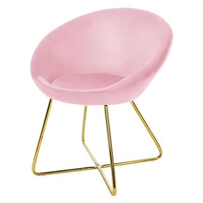 Produktbild von ML-Design Esszimmerstuhl mit runder Rückenlehne, Rosa, aus Samt Metallgestell