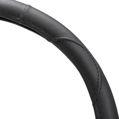 Zdjęcie produktu dla alca® pokrowiec na kierownicę samochodową XL 41-43 cm pokrowiec na kierownicę satyna matowa czarna miękka skóra uniwersalny antypoślizgowy wygodny skórzany wygląd