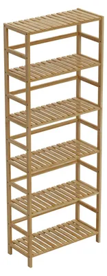 Image de Étagère en bambou - Étagère d'exposition autoportante à 6 niveaux - Étagère ouverte pour le salon, la salle de bain, la cuisine - 60x26x161 cm - Aspect bois naturel