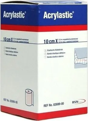 Image de Bande adhésive élastique Acrylastic, élasticité longitudinale de 60 %, 2,5 m x 10 cm | 1 bande