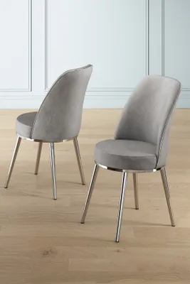 Produktbild von Skye Decor, Pefa - Grey, Chrome, Stuhlset (2 Stück), Grau, Rahmen: 100 % METALL, 45 x 91 x 42 cm