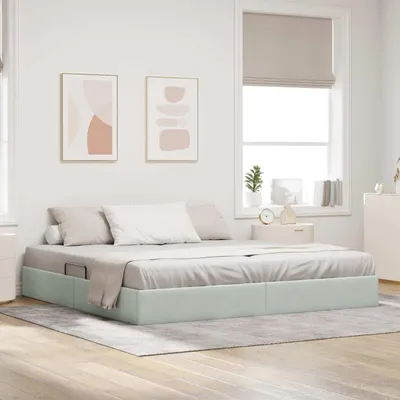 Obrázok produktu pre Maison Exclusive – Ottomanský rám postele s úložným priestorom, svetlošedý, 200 x 200 cm, zamat