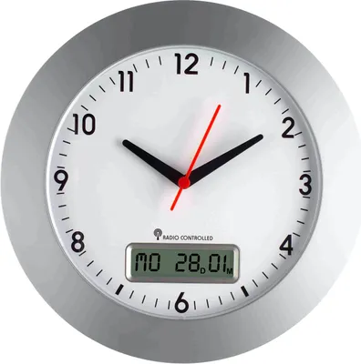 Obrázok produktu pre TFA® Funkwanduhr 98.1092  silber 30,0 cm Kunststoff