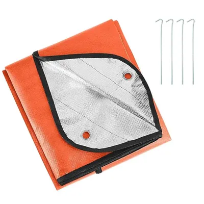 Image de Couverture de survie haut de gamme, isolante, thermoréfléchissante, 150 x 210 cm, résistante aux intempéries, couverture de secours réutilisable pour la voiture ou le camping