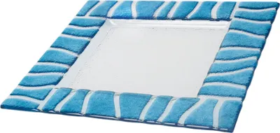Produktbild von Glasschale Teller Tischdeko quadratisch Design Safari Fusing Glas ca. 31x31cm Handmade Tuerkis