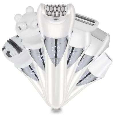Produktbild von Tekoo 6-in-1 Elektrischer Rasierer für Frauen, Hornhautentferner, Bikini-Trimmer, IPX6 Wasserdichter, kabellos, Wiederaufladbar