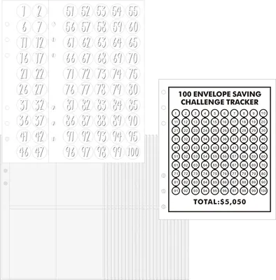 Produktbild von 1 Set Geldspar-Binder-Kit 100-Tage-Geldspar-Challenge Binder-Einsätze Notebook-Kernzubehör