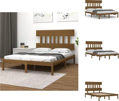Produktbild von vidaXL Massivholzbett Honigbraun 200x200 cm -  Betten & Bettgestelle