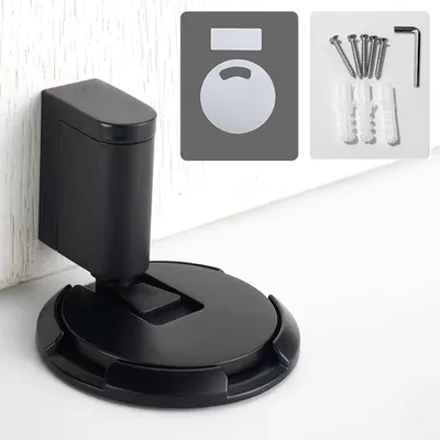 Produktbild von Selbstklebender Bodentürstopper, robuster Türhalter, mechanischer Bodentürstopper mit 3M-Klebeband und Schrauben, bohrfreier Bodentürstopper, höhenverstellbarer Türpuffer (1 Stück)