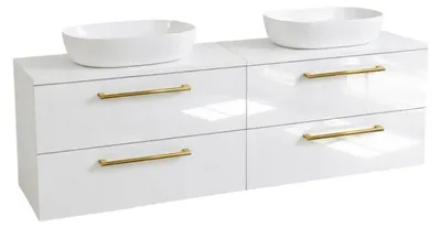 Produktbild von Waschtisch mit Unterschrank ONE mit 4 Schubladen Weiß Hochglanz 120x50x46 hängend Badezimmer Badezimmermöbel