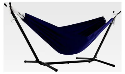 Produktbild von Doppelte Polyester-Hängematte mit Gestell 250 cm, Blau