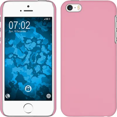 Produktbild von PhoneNatic Case kompatibel mit Apple iPhone SE 2016 (1.Gen) - Hülle rosa gummiert Hard-case + 2 Schutzfolien