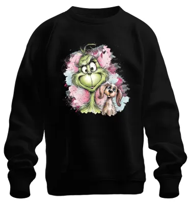 Obrázek produktu pro Grinch vánoční pes vtipný dárek Vintage karikatura Uni mikina, černá, XXL