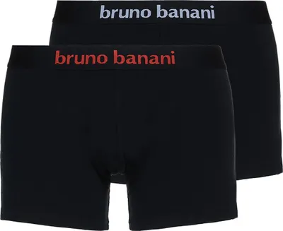 Produktbild von bruno banani Herren Boxershorts, 2er Pack - Flowing, Baumwolle Schwarz/Logo S (Small)