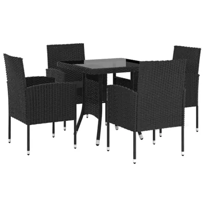 Obrázok produktu pre vidaXL 5-dielny záhradný jedálenský set Poly Rattan Black