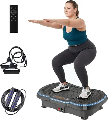 Obrázok produktu pre Vibračná doska – vibračné zariadenie na cvičenie doma | Fitness vybavenie pre ženy a mužov. Vibračný tréner s viacerými úrovňami a prednastavenými programami na budovanie svalov. Cvičenie pre celé telo