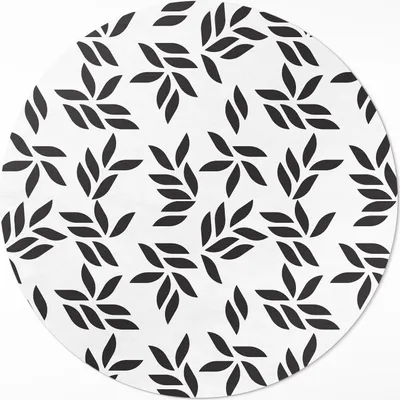 Produktbild von Minimalistisches Blattmuster – Vinyl Fußmatte – Ø 120cm – Rutschfest – Pflegeleicht & Langlebig
