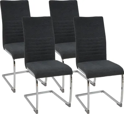 Produktbild von Albatros International LUGANO Freischwinger Esszimmerstühle, 4er Set, Grau, Stoffbezug, modern, dicke Polsterung, ergonomische Rückenlehnen, 7 Ziernähte