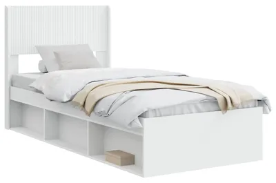 Produktbild von Bettgestell mit Stauraum und Kopfteil Weiß 75 x 190 cm