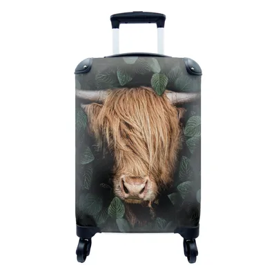 Produktbild von MuchoWow® Koffer Handgepäck Trolley Rollkoffer Kleine Reisekoffer mit 4 Rollen - Schottischer Highlander - Pflanzen - Kuh - Porträt - Dschungel - Cabin Size < 55x40x23 cm & 55x40x20 cm - Fotokoffer - Kabinenkoffer - Boardgepäck - Reise-Box - Reisekoffer - Reisegepäck - Koffer mit Bild - Trolley für Kinder