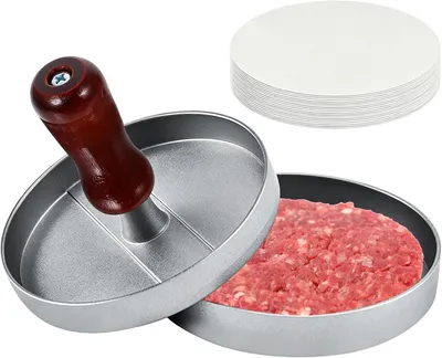 Imagen del producto de Prensa para hamburguesas, de aluminio, con revestimiento antiadherente, de 11,8 cm de diámetro, para uso en la cocina