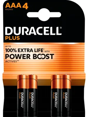 Obrázek produktu pro Duracell Plus, Baterie na jedno použití, AAA, Alkalický, 1,5 V, 4 kusů, Černá, Zlato
