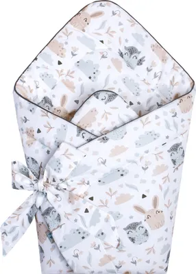 Produktbild von Pepi Babyhörnchen Einschlagdecke - 75×75 cm 100% Baumwolle  - Babydecke Wickeldecke Babynest - Forest Friends
