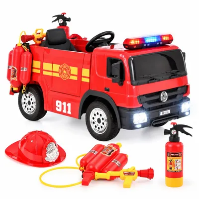 Produktbild von Kinder-Elektroauto HECHT 51818 Feuerwehrauto | 12V 10Ah | Mit Wasserpistole & Blaulicht | Fernbedienung & Bluetooth Kinderfahrzeug Elektroauto, KI-generiertes Bild