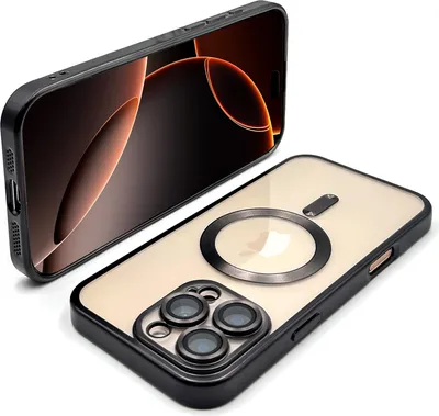 Produktbild von Wörleonline Handyhülle für iPhone 16 Pro Max Hülle mit Kameraschutz Titan-Farbton kompatibel mit MagSafe Case Cover Farbe: Titan Schwarz