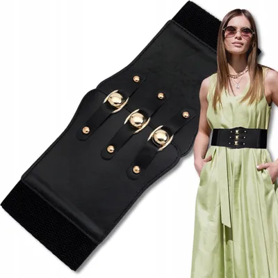 Immagine prodotto di EDIBAZZAR | cintura da donna elastica nera corsetto larga cintura LED gomma retrò boho