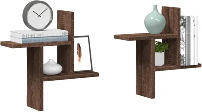 Produktbild von HOMMIE Wandregale 2er set - modernes Design - Hängeregal/Küchenregal - Eichen-Optik 38x12x38cm Holzwerkstoff Promotion919382 - Wandregale
