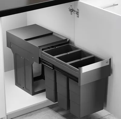 Produktbild von Hailo Mülleimer Küche Einbau ab 40cm Schrank 3x 8 L Abfalleimer Müll