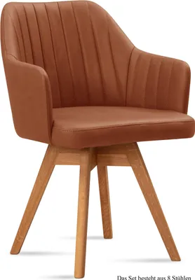 Produktbild von Armlehnstuhl drehbar (8er-Set) Dotty 58x81x60 Eiche geölt/Cognac