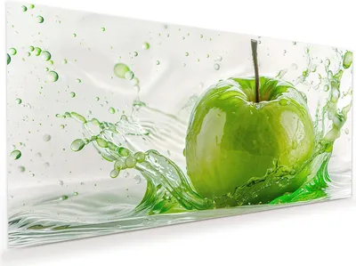 Produktbild von Glasbild 60x30cm in XXL für Wohnzimmer, Schlafzimmer Motiv Splash Apfel