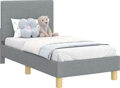 Zdjęcie produktu dla Stelaż łóżka dla malucha z oparciem Jasnoszary 70 x 140 cm