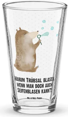Produktbild von Mr. & Mrs. Panda Glas Bär Seifenblasen - Transparent - Geschenk, Lustig Sein Glücklich Traurig Happy, Pint, Limonadenglas, Bierglas, Tumbler, Teddy, Wasserglas
