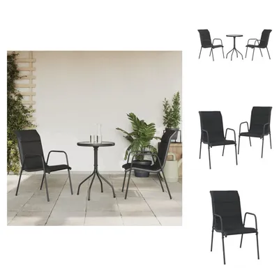 Produktbild von vidaXL 3-tlg. Garten-Essgruppe Schwarz Stahl -  Gartenmöbel-Sets