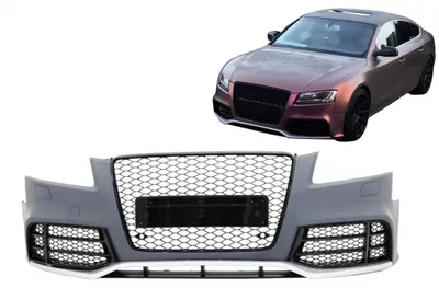 Imagen del producto de Parachoques delantero para Audi A5 8T, modelo anterior a la actualización (pre-facelift), años 2007-2011, con diseño RS5, rejilla de panal de abejas.