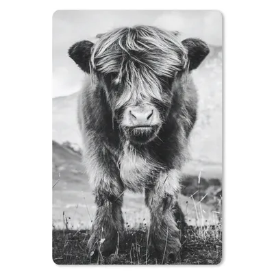 Produktbild von MuchoWow® Mauspad Mousepad Schottischer Highlander - Berg - Schwarz - Weiß 18x27 cm - Mousepads - Maus Mat - Pad - Mausunterlage