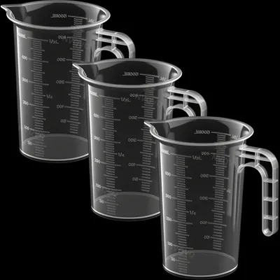 Obrázok produktu pre Sada odmerných pohárov, 3 kusy, objem 500 ml, plast, odolné voči teplu, odmerné nádoby, vhodné do kuchyne a laboratória