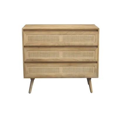Produktbild von Miliboo - Kommode aus massivem Mangoholz und Rattan-Rohrgeflecht 3 Schubladen B90 cm ACANGE