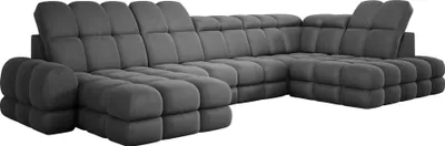 Produktbild von DomoHome Ecksofa Tollo Grau Solar-Stoff Rechte Seite 400x217x105 cm, U-Form Sofa mit Schlaffunktion, Bettkasten 120x85x17 cm, Elektrisch Verstellbar