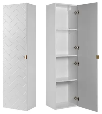 Produktbild von RODAN | Badmöbel | Weiß Matt | B/H/T ca. 35/136/27 cm | Badezimmermöbel, Badezimmerschränk, Badschrank, Badezimmer Hochschrank | 1 Softclose Tür