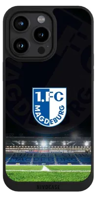 Produktbild von NIVOCASE Handyhülle für Apple iPhone 15 Pro Max  Hülle NIVOpure Case Schwarz Stadion 1. FC Magdeburg 1. FCM