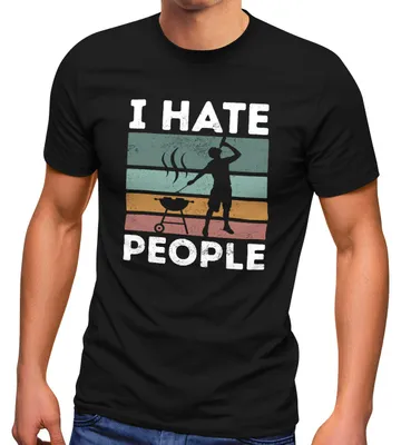 Produktbild von Herren T-Shirt I hate People Griller Grill-Geschenke Männer Fun-Shirt Bier Spruch lustig Moonworks® schwarz 3XL