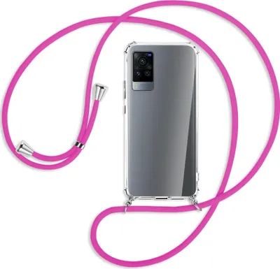 Produktbild von Handykette Backcover-Schutzhülle mit Band (Metall silberfarben) für vivo X60 Pro - hot pink